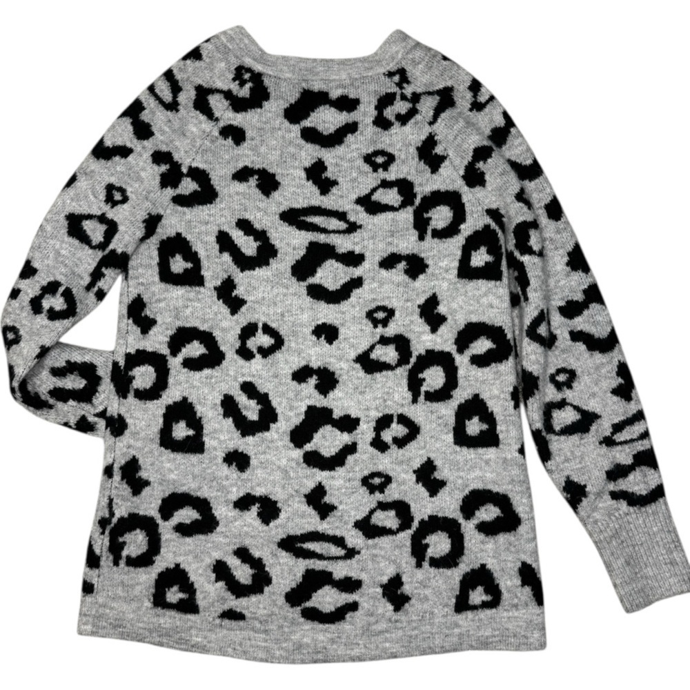 Abercrombie & Fitch gray black leopard crewneck sweater zipper accent Size Small - Picture 4 of 7